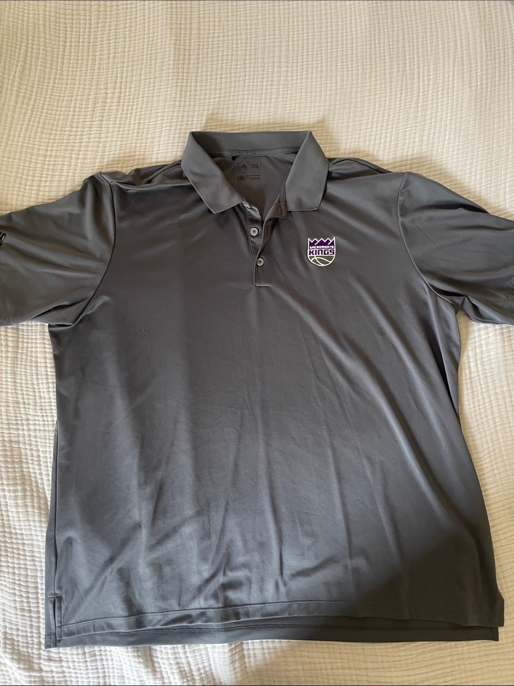 adidas Men’s Gray Polo with Sacramento Kings Crest